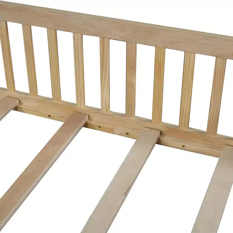 Full Size House Platform Bed with Guardrail for Kids