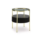 Signature Design by Ashley Nedman Contemporary Black & Gold Accent Table with Bluetooth Speaker