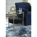 Round Glass Top Side Table with Built-in Bluetooth Speaker and Wireless Charging