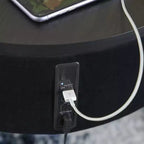 Table d'appoint ronde en verre avec haut-parleur Bluetooth intégré et recharge sans fil