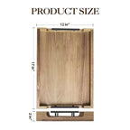 Grand plateau de service en bois d'acacia de 43 cm avec poignées en métal - Marron