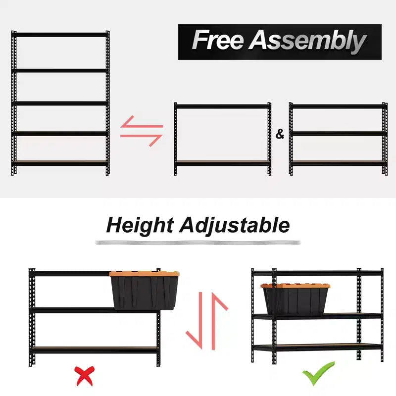 5-Tier Adjustable Metal Storage Shelf Unit