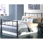 Cadre de lit simple en métal avec tête et pied de lit - Espace de rangement sous le lit, pas besoin de sommier, noir