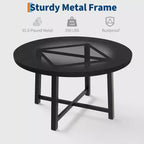 Table à manger ronde de 47 pouces pour 4 personnes - Plateau en bois avec cadre en métal