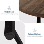Table à manger ronde de 47 pouces pour 4 personnes - Plateau en bois avec cadre en métal