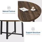 Table à manger ronde de 47 pouces pour 4 personnes - Plateau en bois avec cadre en métal