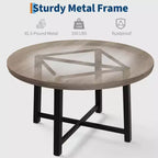 Table à manger ronde de 47 pouces pour 4 personnes - Plateau en bois avec cadre en métal