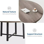 Table à manger ronde de 47 pouces pour 4 personnes - Plateau en bois avec cadre en métal