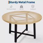 Table à manger ronde de 47 pouces pour 4 personnes - Plateau en bois avec cadre en métal