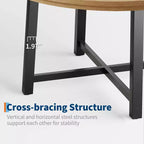 Table à manger ronde de 47 pouces pour 4 personnes - Plateau en bois avec cadre en métal