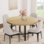 47 Round Dining Table for 4, Kitchen Dining Room Table with Sturdy Metal Frame, Wood Circle Kitchen Table for Space Saving