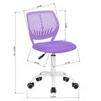 Chaise de bureau pivotante réglable – Chaise de bureau sans accoudoirs rembourrée, violette