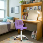 Chaise de bureau pivotante réglable – Chaise de bureau sans accoudoirs rembourrée, violette