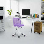 Chaise de bureau pivotante réglable – Chaise de bureau sans accoudoirs rembourrée, violette