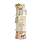 FurnitureR 360 Rotating Bookcase, 4-Tier Spinning Corner Book Shelf, Display Organizer for Small Space, Storage Rack for Office, Living Room, White
