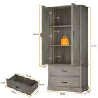 Meuble de rangement de style ferme avec 2 tiroirs, portes de grange et étagères réglables
