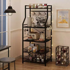 COZONY 5-Tier Kitchen Baker's Rack with Storage Shelves and Hooks, Metal Frame Microwave Stand and Coffee Bar Station