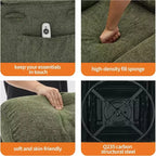 Fauteuil inclinable, pivotant et massant avec fonction chauffante et repose-pieds, Fauteuil planeur en lin pour adultes avec poche latérale et 2 porte-gobelets