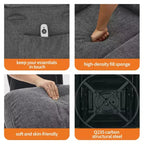 Fauteuil inclinable, pivotant et massant avec fonction chauffante et repose-pieds, Fauteuil planeur en lin pour adultes avec poche latérale et 2 porte-gobelets