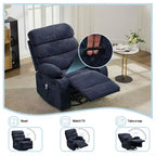 Fauteuil inclinable, pivotant et massant avec fonction chauffante et repose-pieds, Fauteuil planeur en lin pour adultes avec poche latérale et 2 porte-gobelets