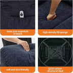 Fauteuil inclinable, pivotant et massant avec fonction chauffante et repose-pieds, Fauteuil planeur en lin pour adultes avec poche latérale et 2 porte-gobelets