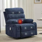 360 Swivel Massage Rocker Recliner with Heat, Linen Glider Chair for Adults, Side Pocket & 2 Cup Holders  Living Room & Bedroom Comfort