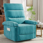 Manual Recliner Chair for Adults, Adjustable Fabric Single Sofa with Side Pocket and Ergonomic Backrest, Ideal for Living Room, Bedroom, or Nursery