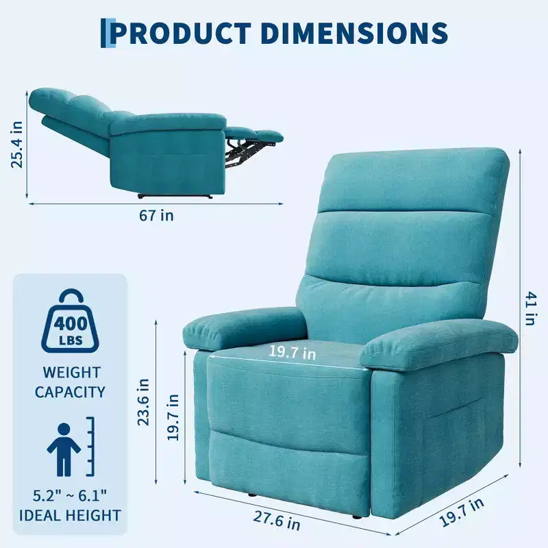 Adjustable Fabric Recliner Chair with Side Pocket