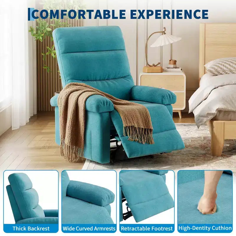 Adjustable Fabric Recliner Chair with Side Pocket