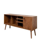 Meuble TV Console avec 1 Armoire de Rangement et 3 Étagères Ouvertes pour Salon