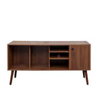 Meuble TV Console avec 1 Armoire de Rangement et 3 Étagères Ouvertes pour Salon
