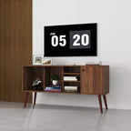 Meuble TV Console avec 1 Armoire de Rangement et 3 Étagères Ouvertes pour Salon