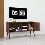 Meuble TV Console avec 1 Armoire de Rangement et 3 Étagères Ouvertes pour Salon