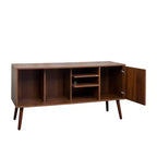 Meuble TV Console avec 1 Armoire de Rangement et 3 Étagères Ouvertes pour Salon
