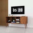 Meuble TV Console avec 1 Armoire de Rangement et 3 Étagères Ouvertes pour Salon