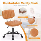 Chaise de bureau sans accoudoirs en similicuir, pivotante à 360°, réglable en hauteur 17,71-21,45