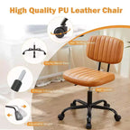 Chaise de bureau sans accoudoirs en similicuir, pivotante à 360°, réglable en hauteur 17,71-21,45