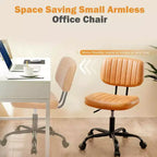 Chaise de bureau sans accoudoirs en similicuir, pivotante à 360°, réglable en hauteur 17,71-21,45