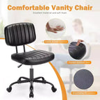 Chaise de bureau sans accoudoirs en similicuir, pivotante à 360°, réglable en hauteur 17,71-21,45