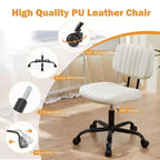 Chaise de bureau sans accoudoirs en similicuir, pivotante à 360°, réglable en hauteur 17,71-21,45