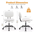 Chaise de bureau sans accoudoirs en similicuir, pivotante à 360°, réglable en hauteur 17,71-21,45