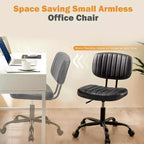 Chaise de bureau sans accoudoirs en similicuir, pivotante à 360°, réglable en hauteur 17,71-21,45