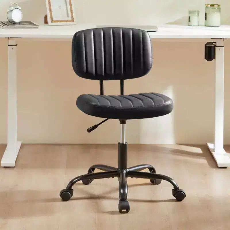 Armless PU Leather Office Chair 360 Swivel Height Adjustable 17.71-21.45