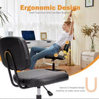 Chaise de bureau sans accoudoirs en similicuir, pivotante à 360°, réglable en hauteur 17,71-21,45
