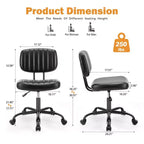 Chaise de bureau sans accoudoirs en similicuir, pivotante à 360°, réglable en hauteur 17,71-21,45