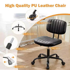 Chaise de bureau sans accoudoirs en similicuir, pivotante à 360°, réglable en hauteur 17,71-21,45
