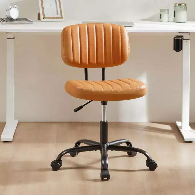 Armless PU Leather Office Chair 360 Swivel Height Adjustable 17.71-21.45