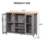 Meuble Bar à Vin avec Lumières LED, Meuble à Alcool avec Porte-Verres et Porte-Bouteilles, Buffet de Rangement pour Salle à Manger