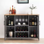 Meuble Bar à Vin avec Lumières LED, Meuble à Alcool avec Porte-Verres et Porte-Bouteilles, Buffet de Rangement pour Salle à Manger