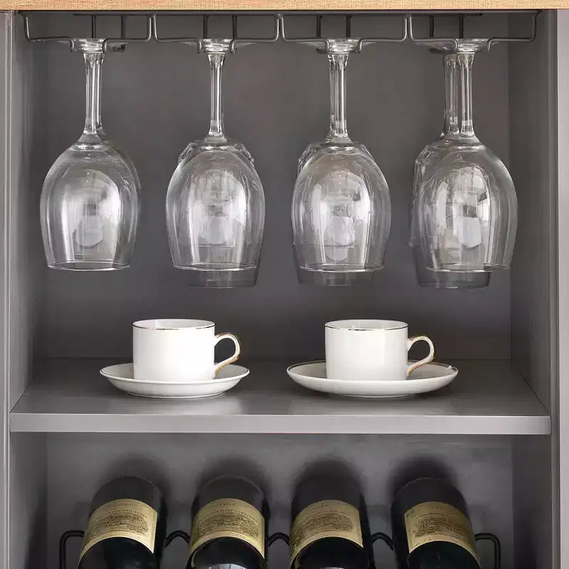 Wine Bar Cabinet with LED Lights, Liquor Cabinet with Glass & Bottle Rack, Coffee Bar Sideboard Buffet Storage for Dining Room